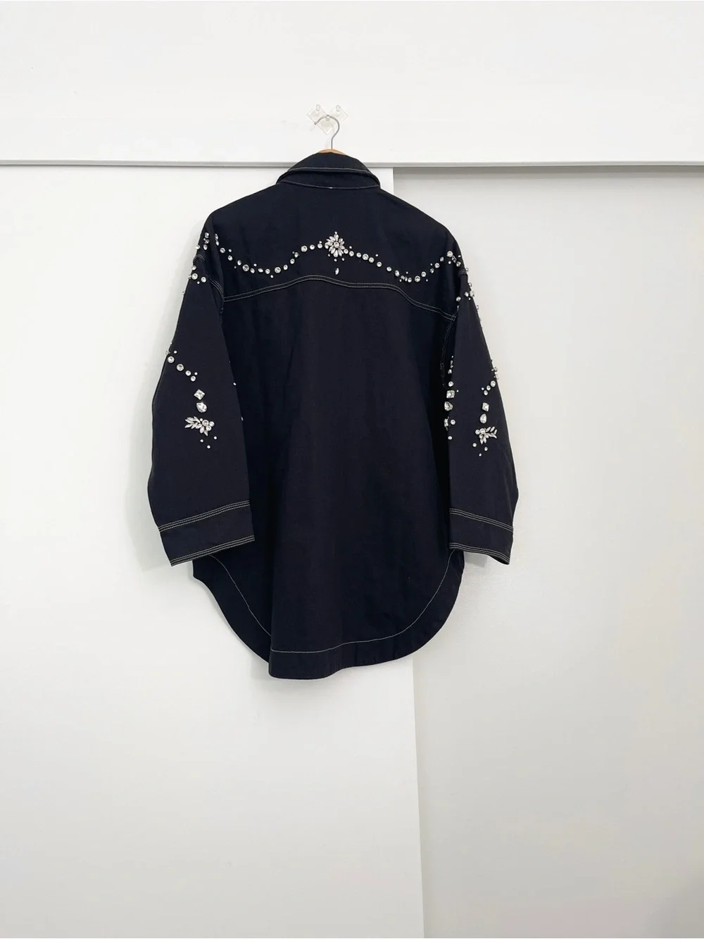 NWT Free People Silver Bells Oversized Embellished Shacket Jacket Size Small